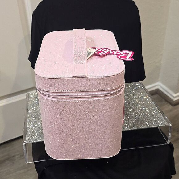 Barbie Pink Glitter Large Vanity Case w/Mirror - Picture 12 of 13